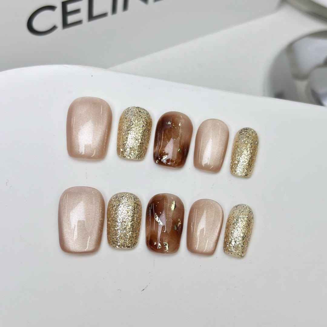 jade whisper - elegant short oval pink handmade press on nails