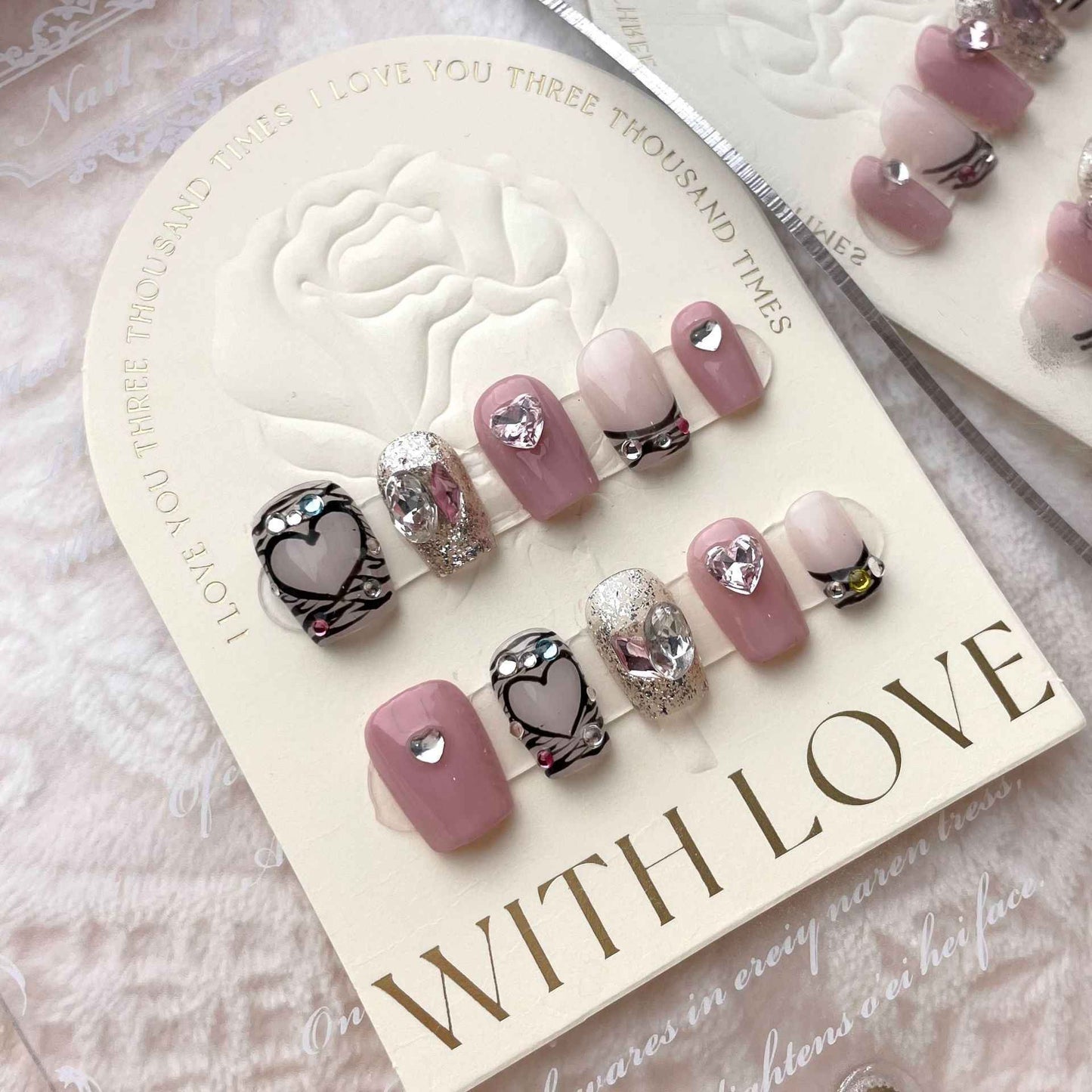 cherubs kiss - cool ultra short coffin pink handmade press on nails