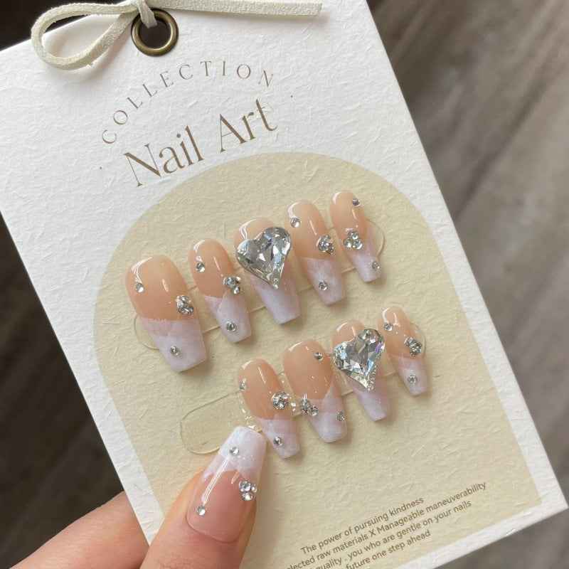 nude brilliance - elegant long coffin nude handmade press on nails