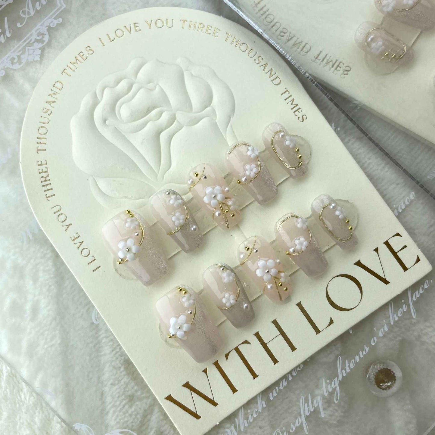 pearl garden spring short coffin nude handmade press on nails