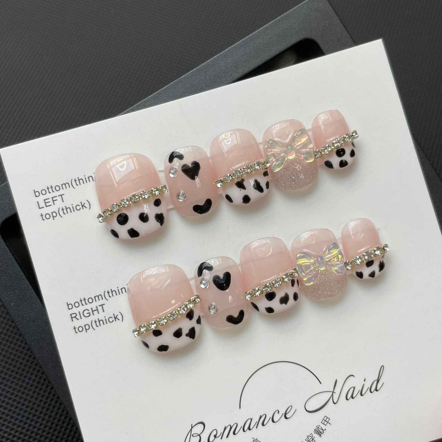 dalmatian delight - sweet short oval pink handmade press on nails