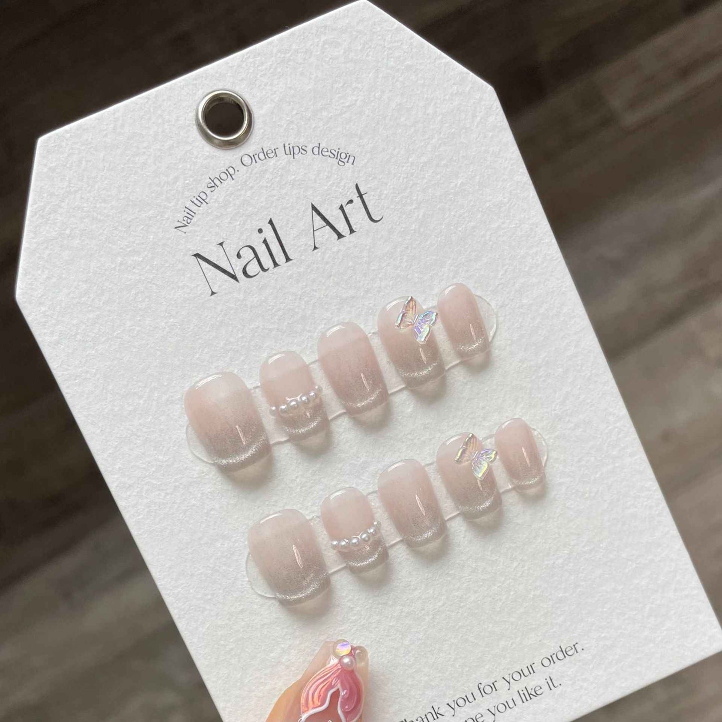 subtle sparkle - elegant ultra short coffin nude handmade press on nails