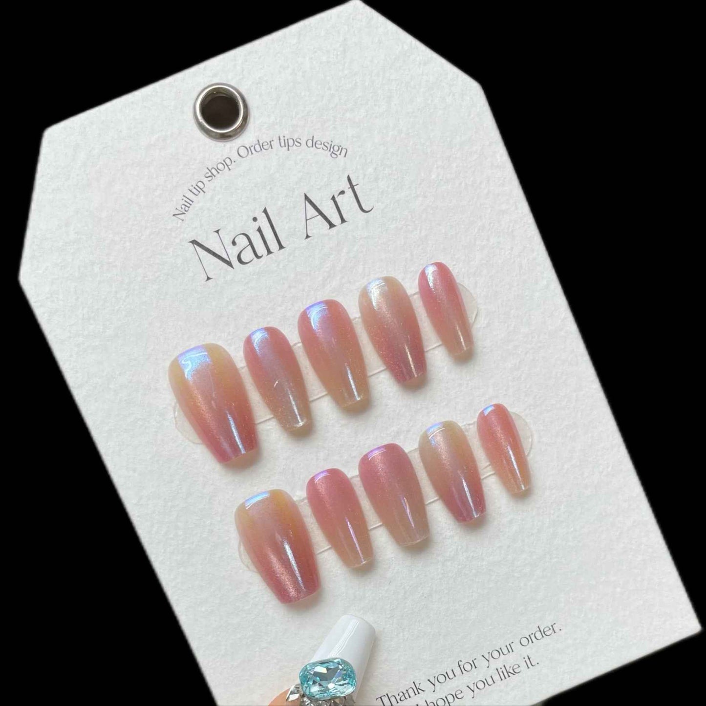 sunset glow - elegant short coffin pink handmade press on nails