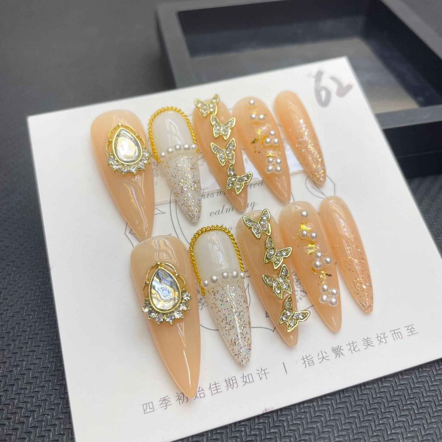 sunlit drops stiletto press on handmade press on nails