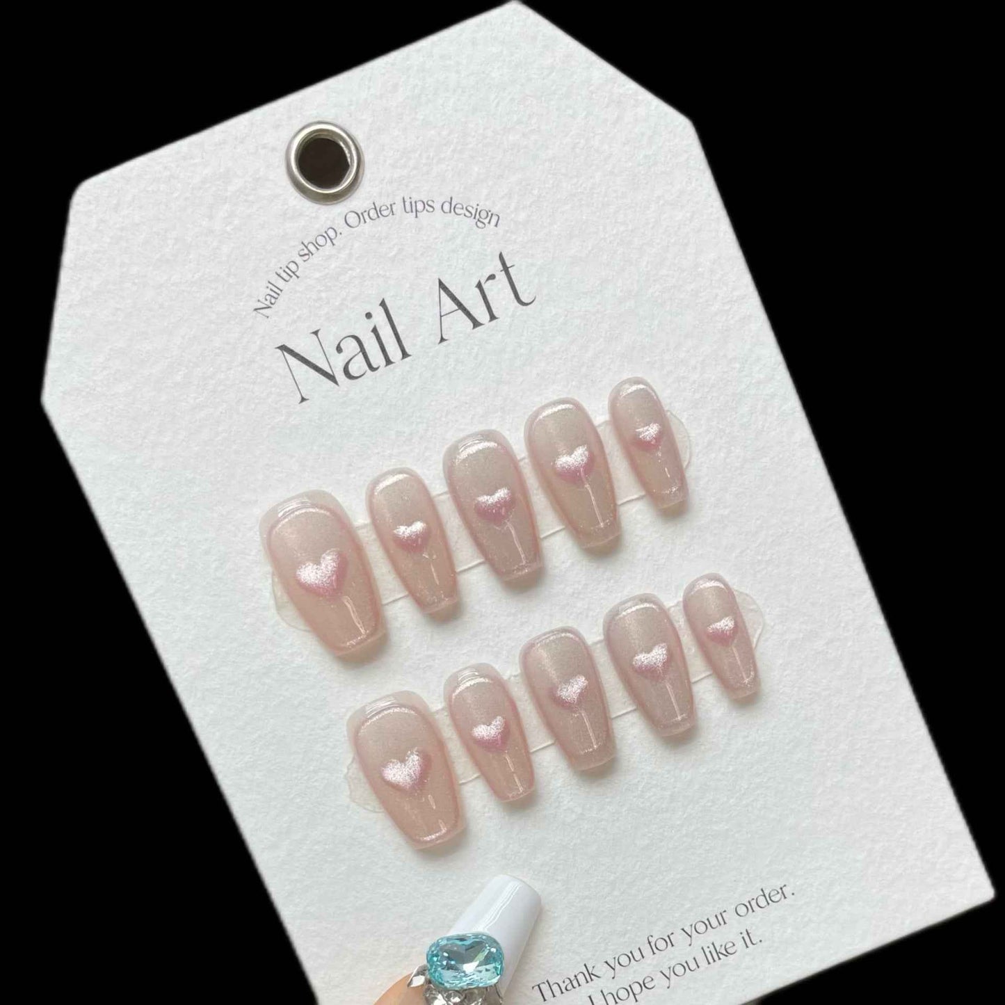 cupids blush - sweet short coffin pink handmade press on nails