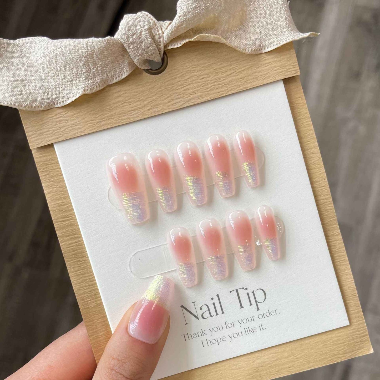 opaline dreams - sweet long coffin pink handmade press on nails