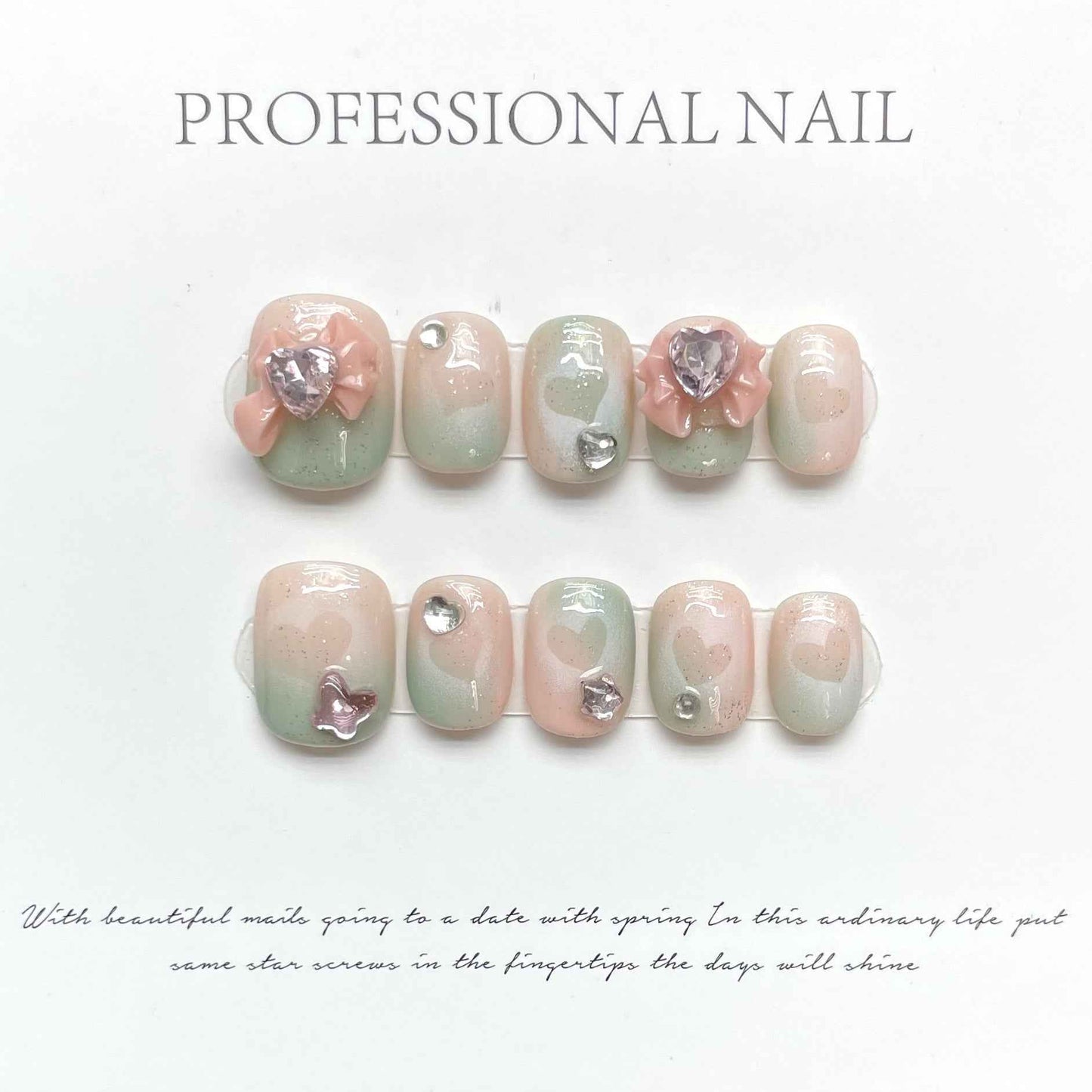 pastel petals - sweet short oval pink handmade press on nails