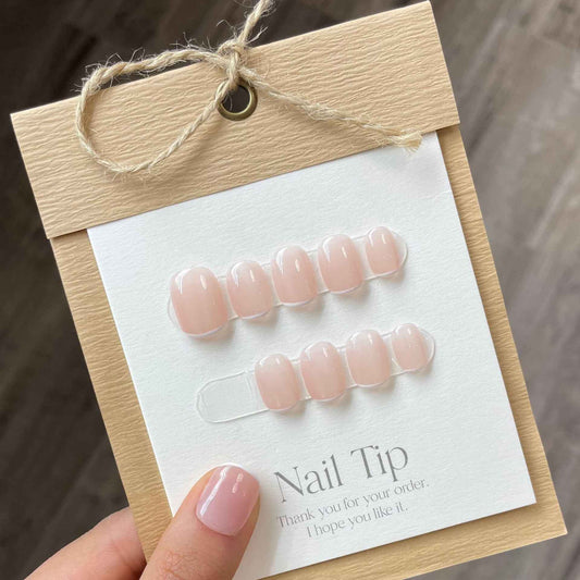 pure allure - sweet short oval pink handmade press on nails