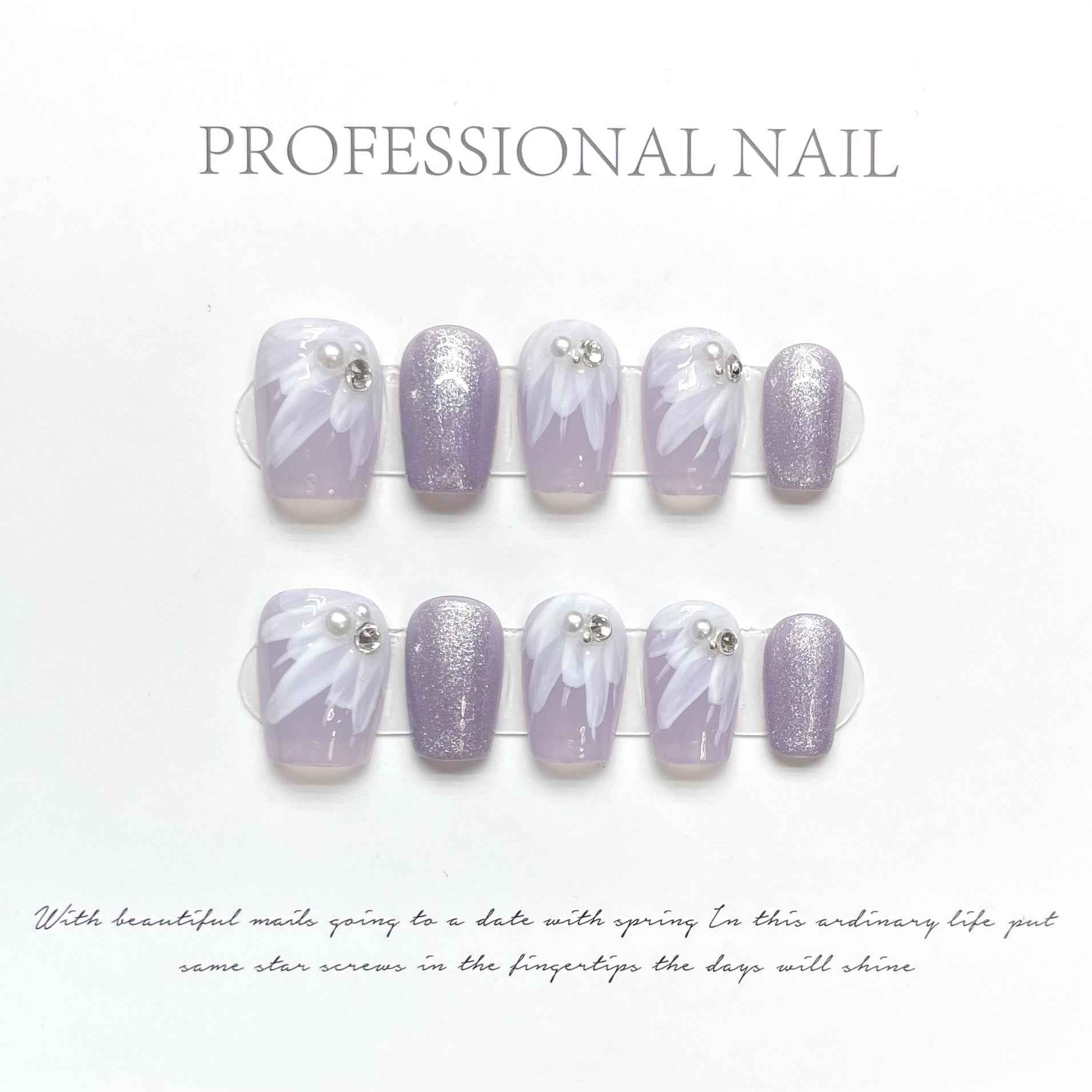 mystic lilac - elegant ultra short coffin purple handmade press on nails