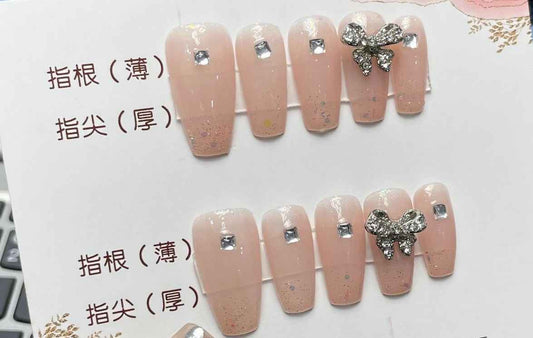 elegant squares - elegant medium square pink handmade press on nails